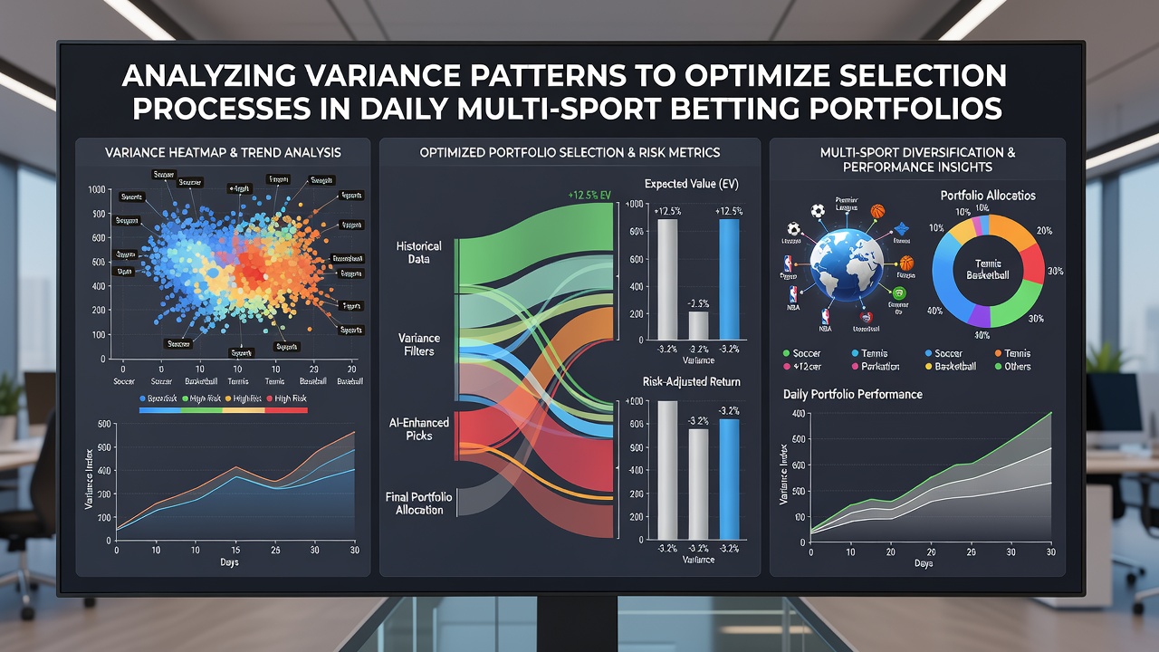 Dashboard displaying multi-sport portfolio variance metrics and selection filters