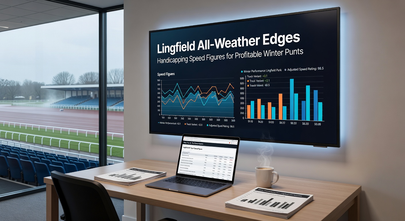 Close-up chart of Lingfield speed figures analysis, highlighting top-rated horses in a recent winter handicap with overlaid pace lines