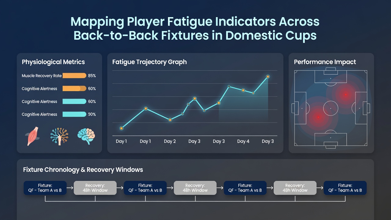 Coaches reviewing player fatigue data on tablets during a cup tournament