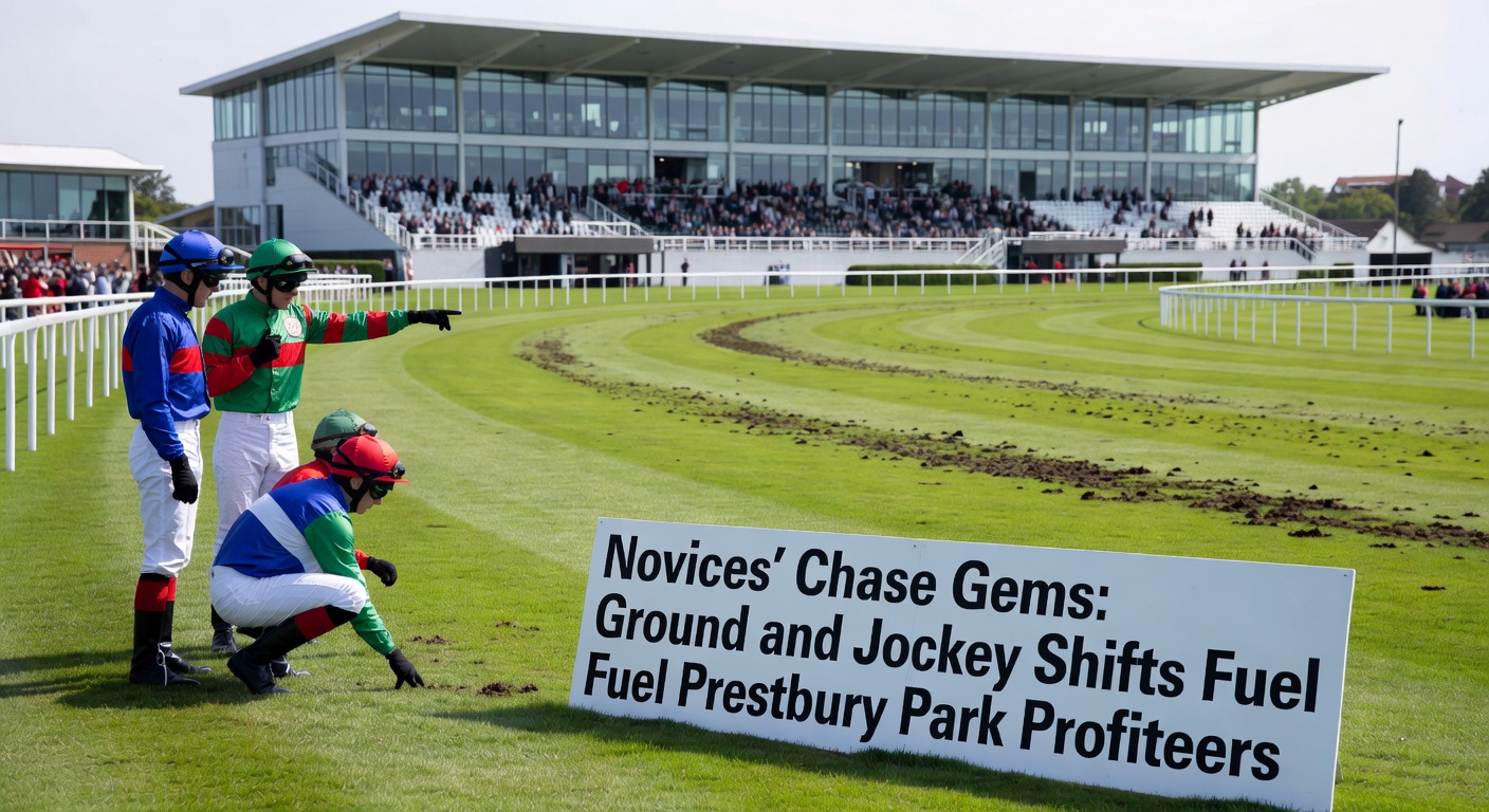 Jockey switching mounts mid-season, guiding a novice chaser to victory past the Prestbury Park stands