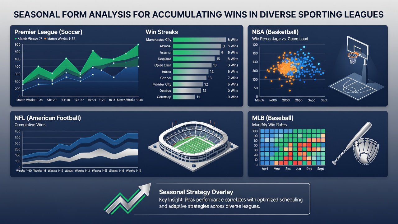 Detailed graphs comparing win rates and form metrics across football, basketball, and baseball seasons